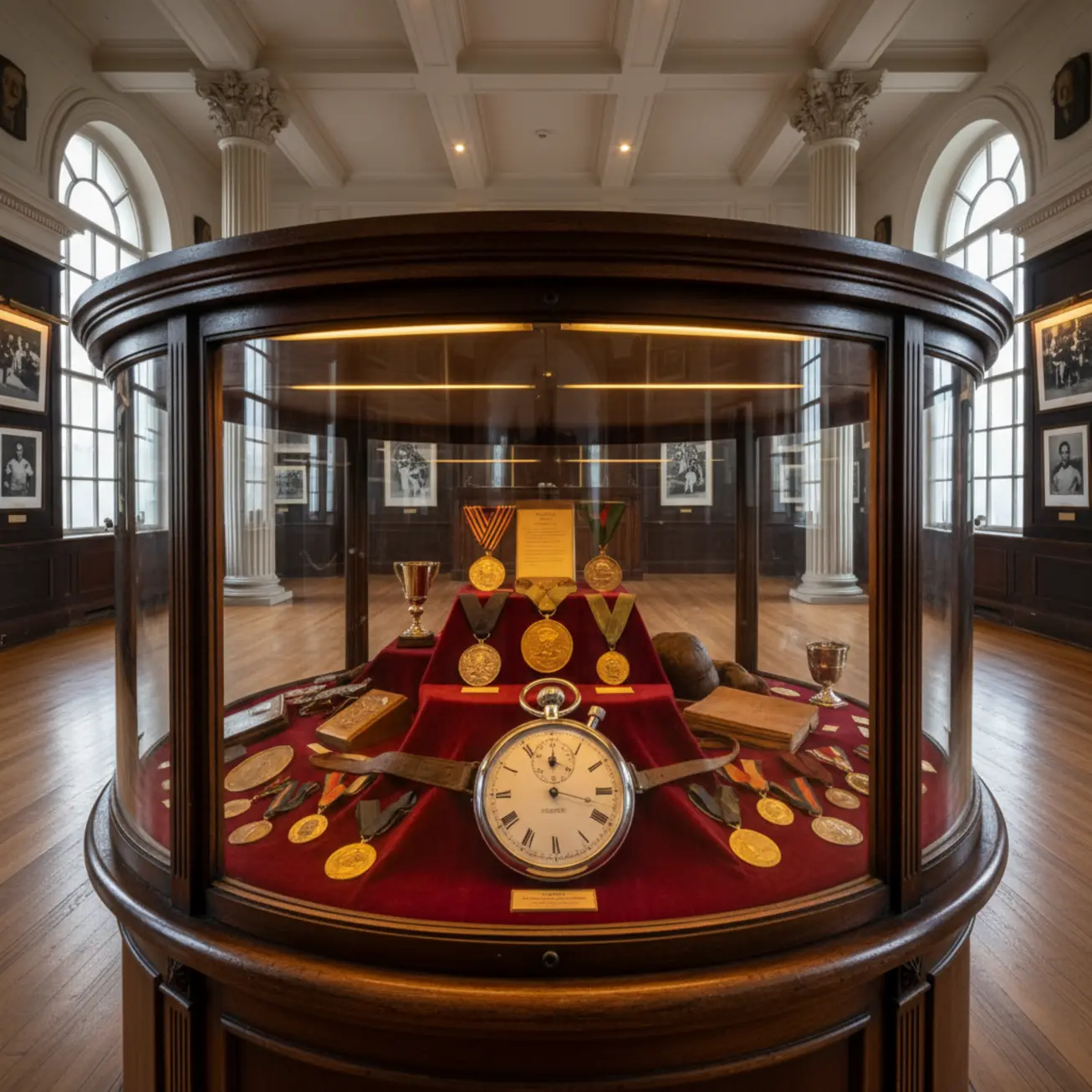 Eine alte Vitrine im Stadion